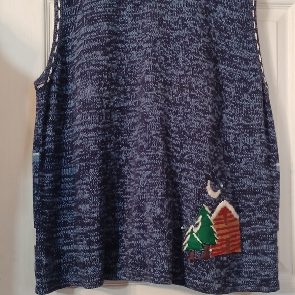 STAR BLUE ORIGINALS STUDIO UGLY VEST Size XL reindeer light dark blue zip - Picture 2 of 12